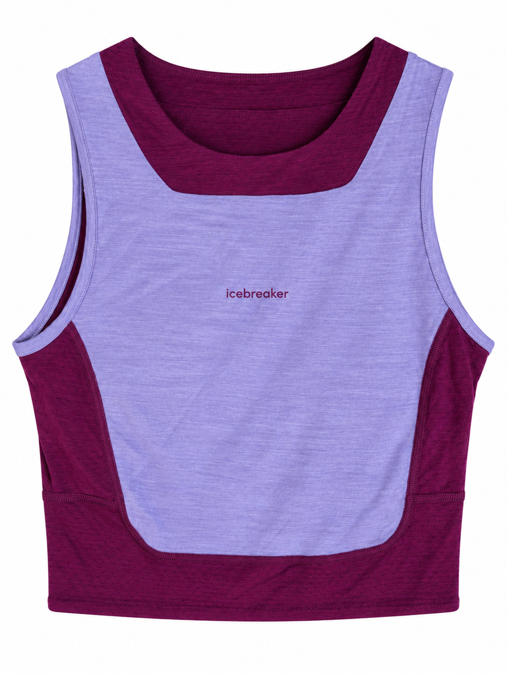 Icebreaker ZoneKnit Crop Bra Tank Womens S Purple Berry Colorblock NWT
